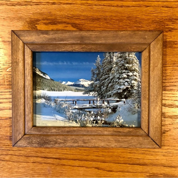 Vintage Winter Mountain Landscape Wood
Frame Art Print Rustic Cabin Farmhouse - Picture 7 of 7